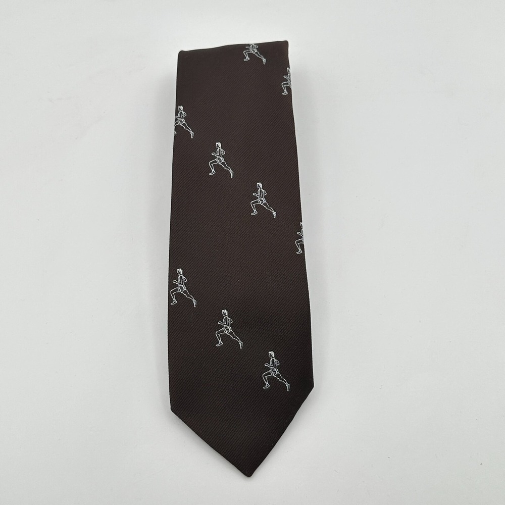Vintage Running Man Necktie Mens One Size Brown White‎ Jogging Sports Marathon